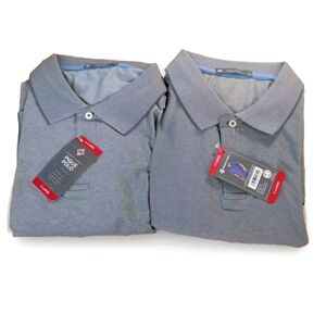 2 Office Golf Preppy Polo Shirt Men XL Stretchy Cotton Gray Office Work Casual